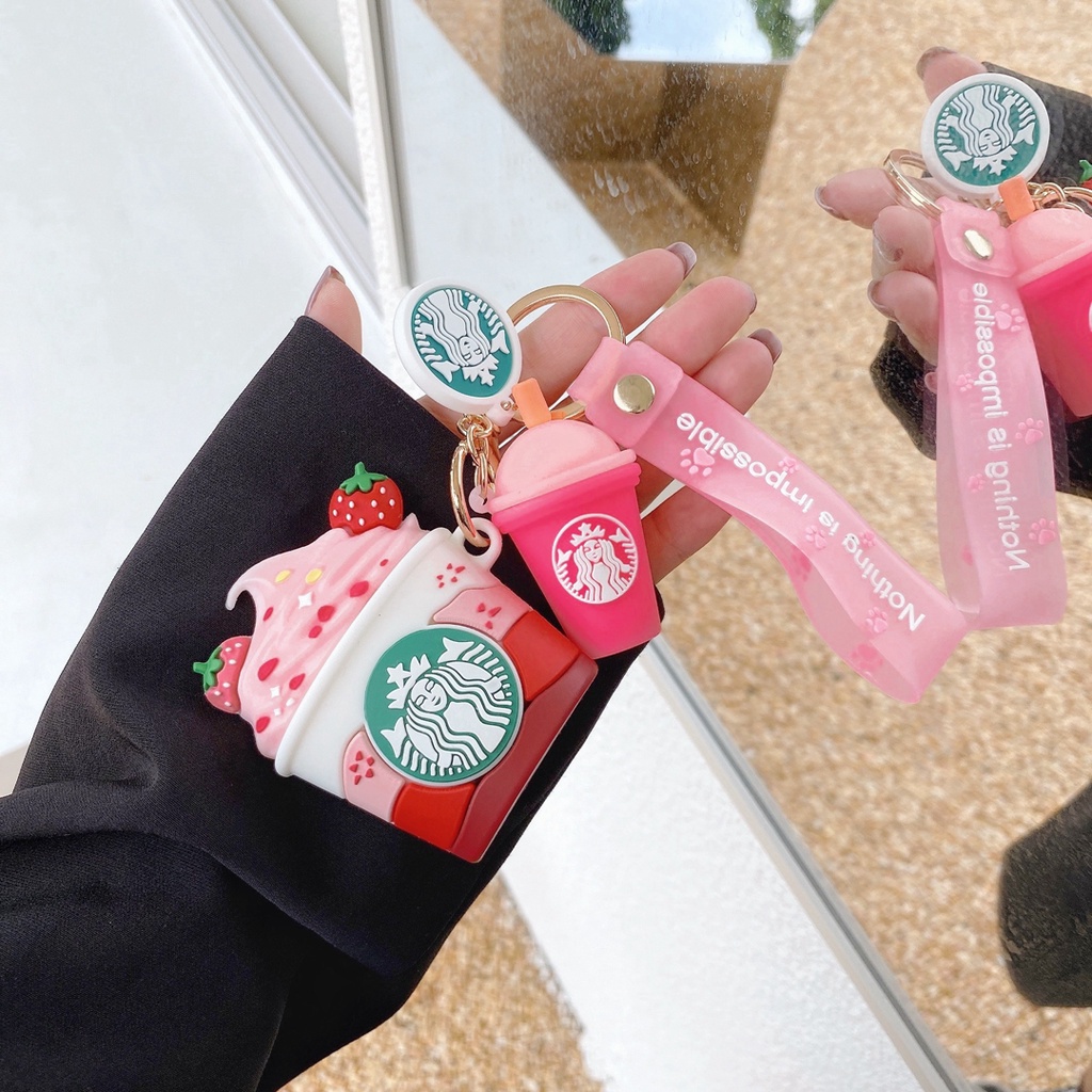 Vỏ Bảo Vệ Hộp Sạc Tai Nghe Airpods 1 2 3 Pro bluetooth Không Dây Bằng Silicon Hình Ly Kem Dâu starbucks