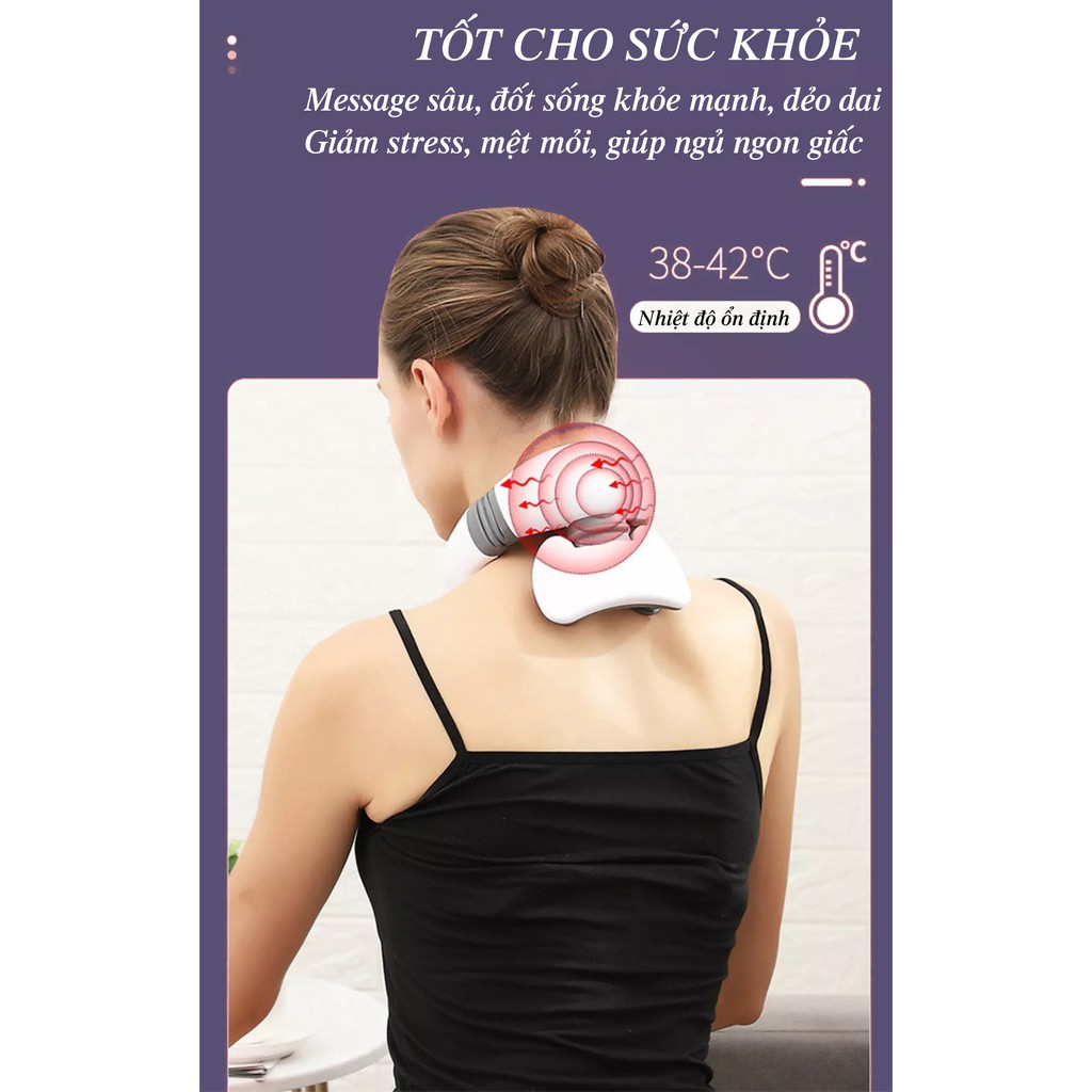 Máy Massage Cổ, Vai Gáy 4D Thông Minh Bằng Xung Điện TENS Giúp Giảm Đau Nhức, Mệt Mọi, Stress