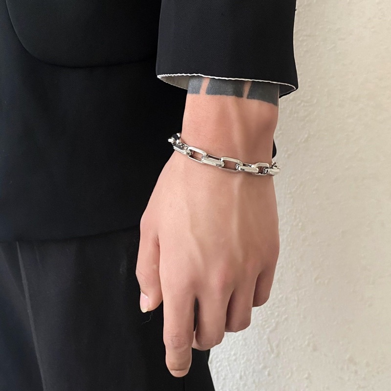 Dây chuyền nam nữ vòng tay xích nối bản dày thép titan không gỉ