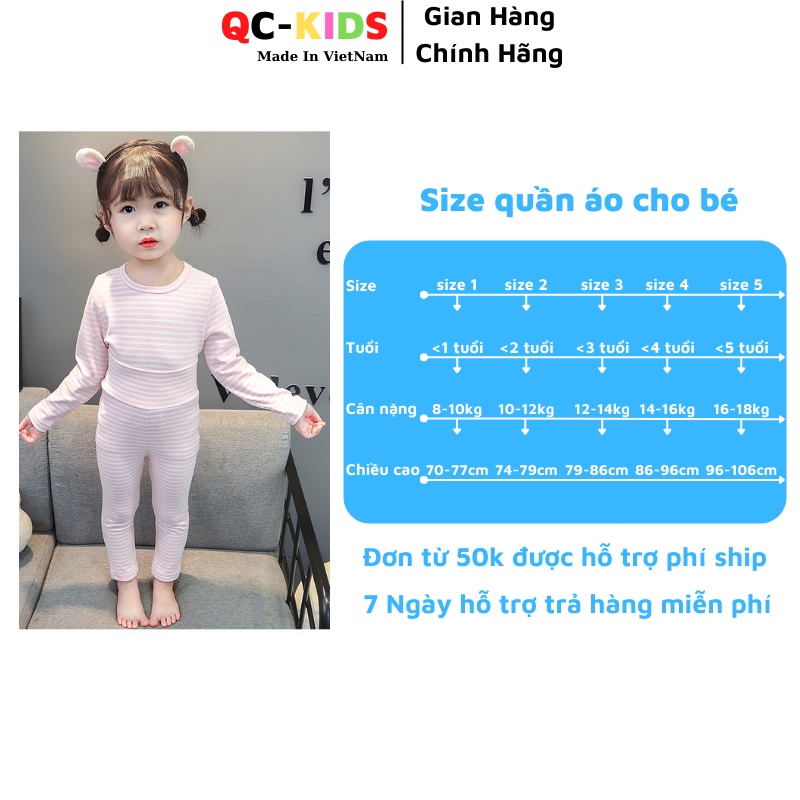 Quần áo trẻ em thu đông hàn quốc 1 tuổi đến 5 tuổi QC-KIDS, đồ bộ cho bé trai bé gái 8-18kg