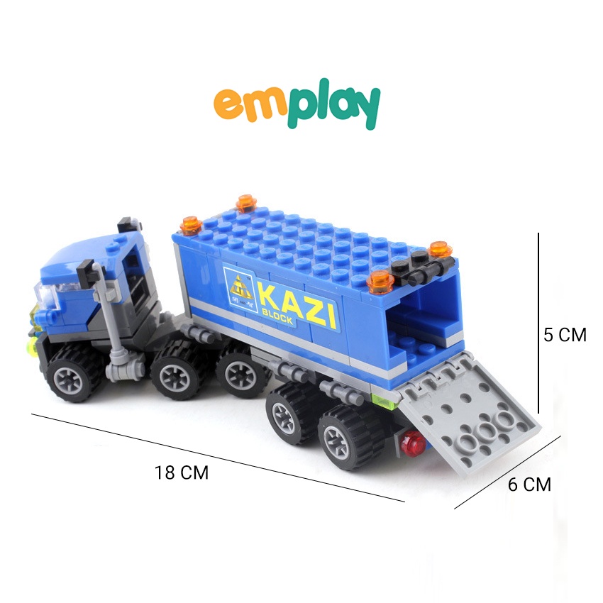 Đồ chơi lắp ráp xếp hình lego xe tải chở hàng Emplay 163 chi tiết bằng nhựa ABS cao cấp