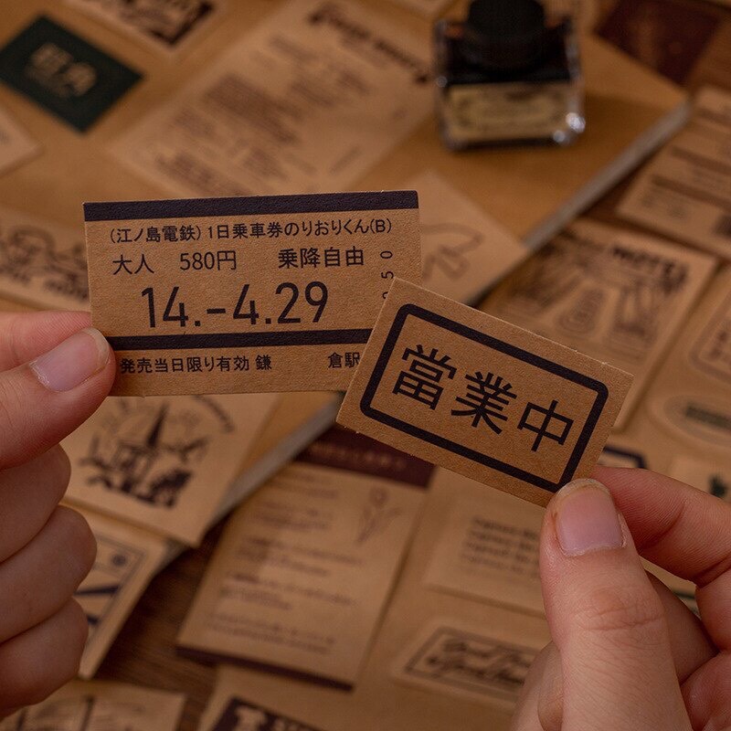 Set 30 miếng dán Sticker Kraft trang trí sổ tay phong cách vintage cổ điển