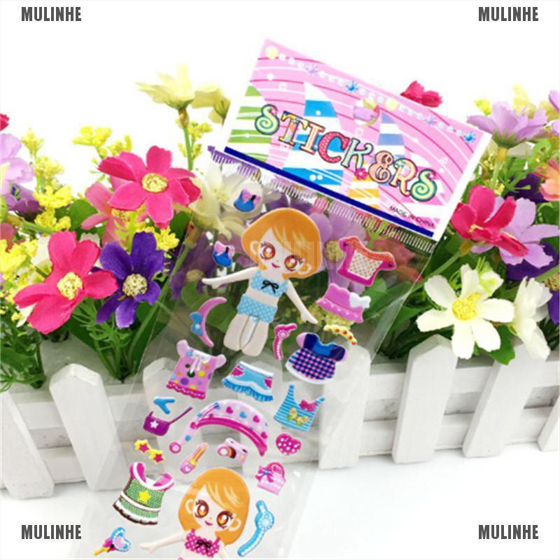 Set 5 Tấm Hình Dán 3D Trang Trí Quần Áo Cho Bé Gái