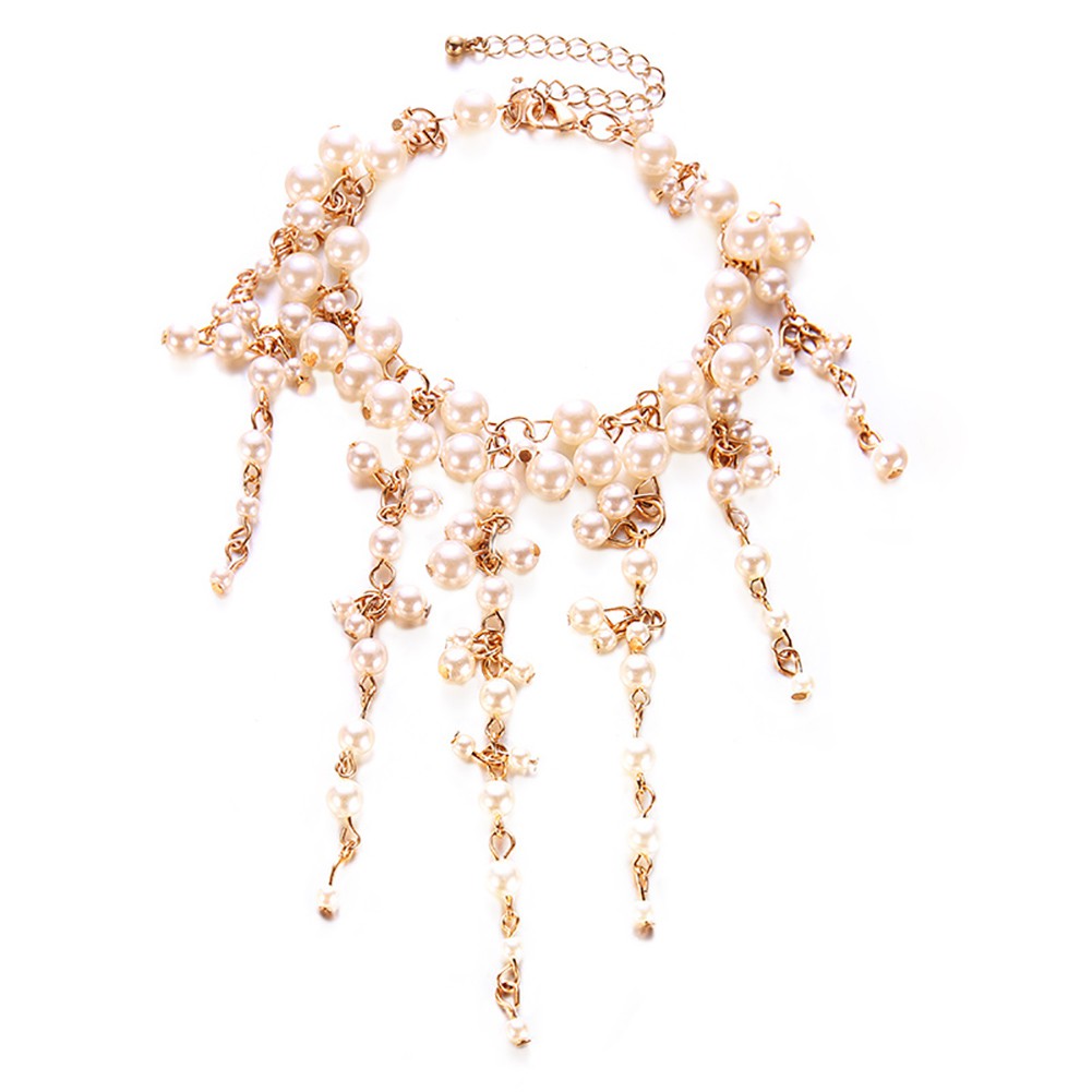 Vòng Tay Hợp Kim Đính Ngọc Trai Giả Và Tua Rua Thời Trang Cho Nữ