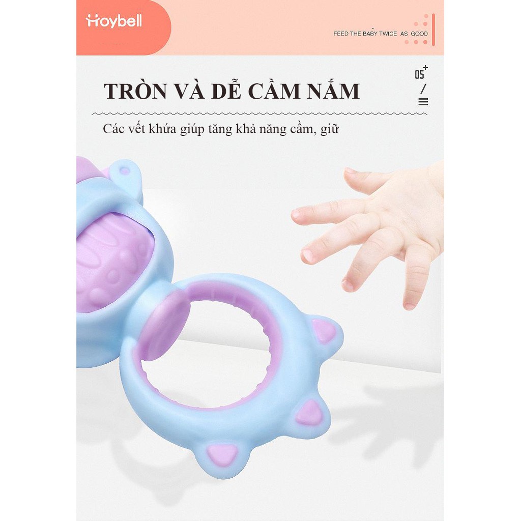 [Khóa siết dồn thức ăn] Combo 2 túi nhai ăn dặm cho bé HOYBELL Silicone, chống hóc, có Barcode siêu thị - công nghệ 2021