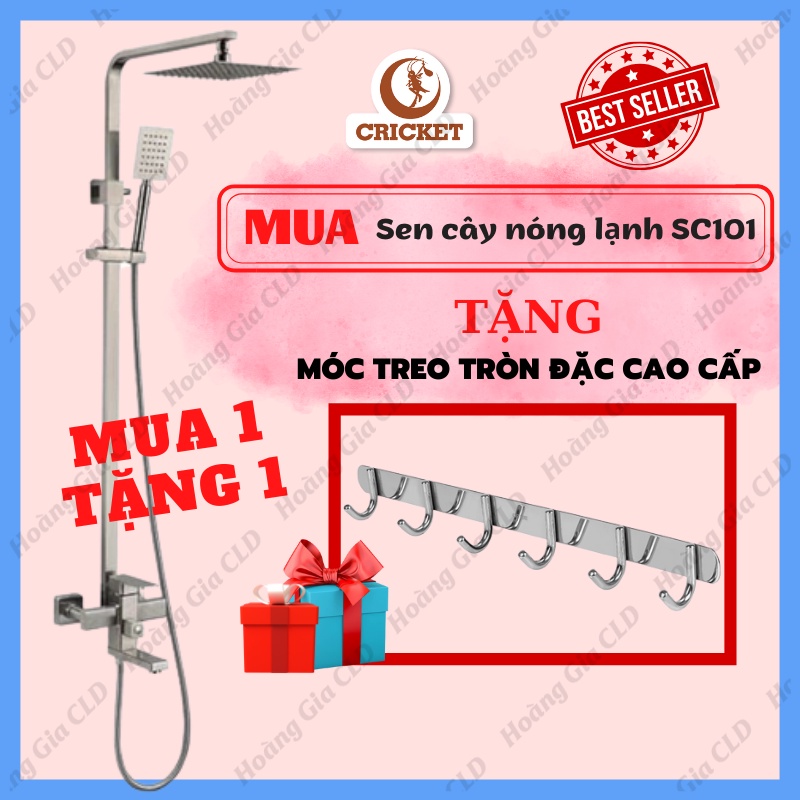 [ INOX SUS304 MỜ ] Bộ Sen Cây Tắm Kiểu Vuông Đứng NÓNG LẠNH Sentano (SC101) - Dễ lắp đặt và tiện lợi