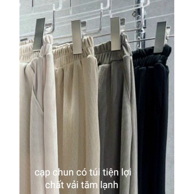 quần bom nữ[9066]   dáng rộng thụng cạp chun nưng cao vải tăm lạnh bo gấu mã