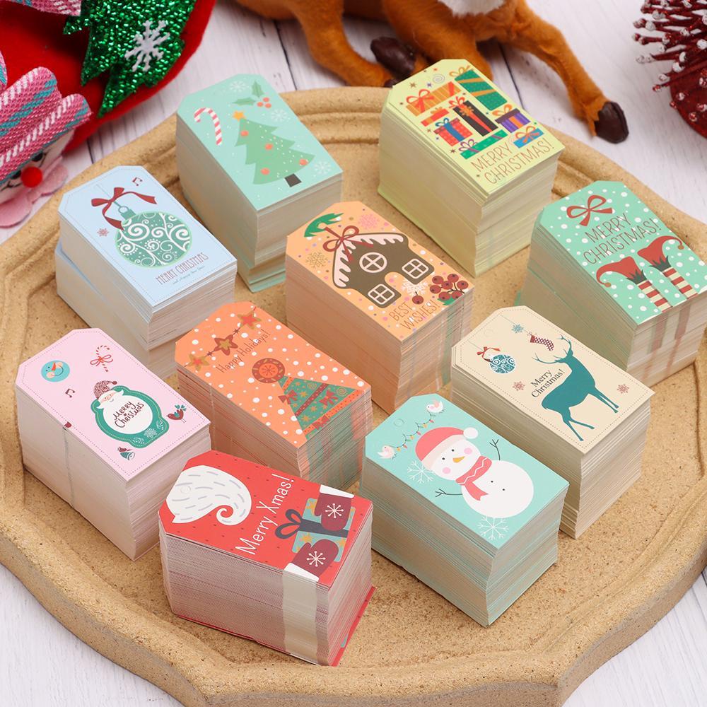 JONYE Set 100 Thẻ Giấy Hình Ông Già Noel Trang Trí Quà Tặng