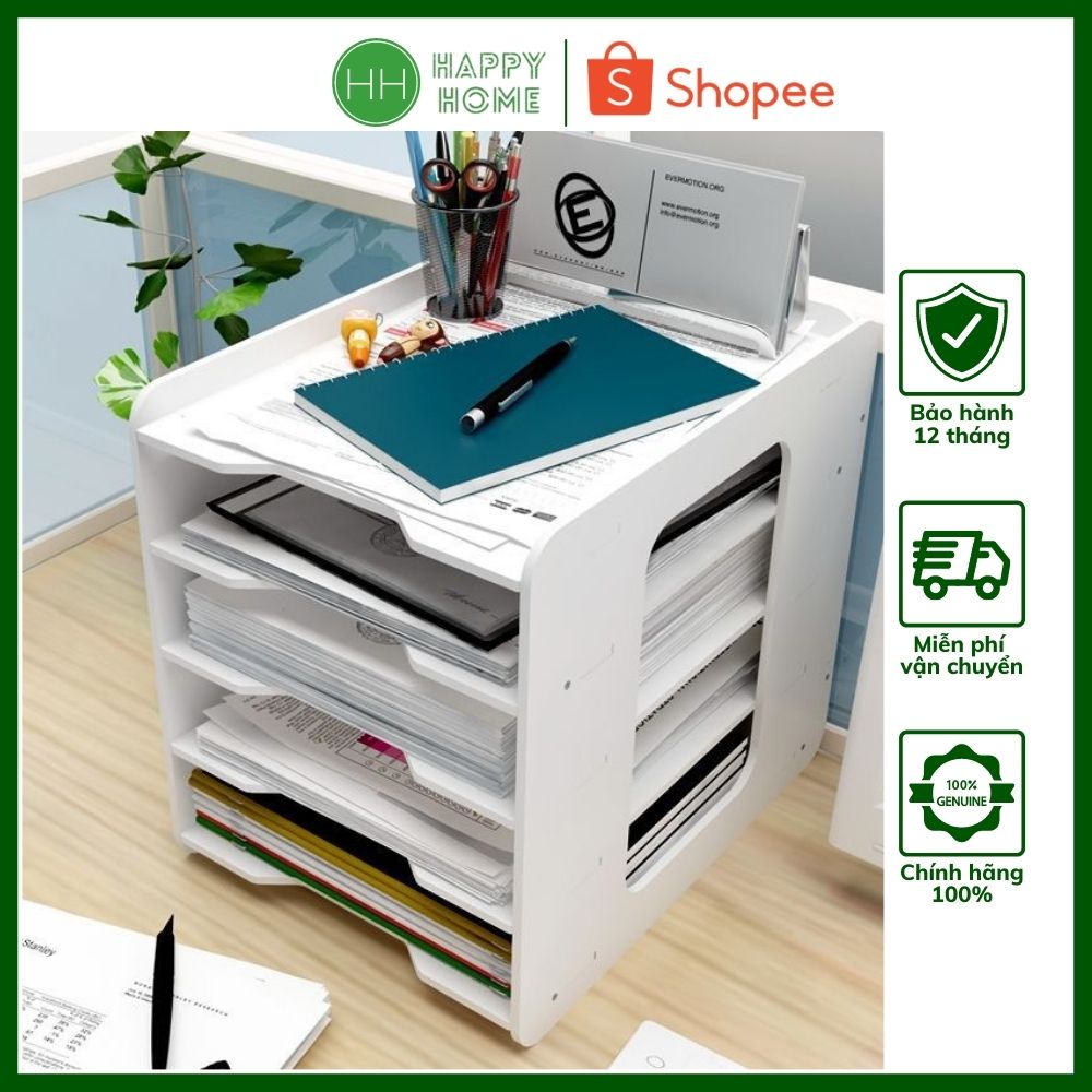Kệ Văn Phòng Phẩm, Giá Để Tài Liệu Hồ Sơ Để Bàn Chất Liệu Gỗ Nhựa Cao Cấp Chịu Lực Chống Cong Vênh MS07