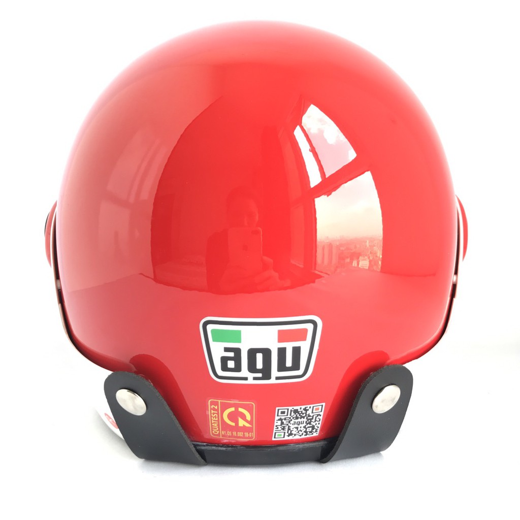 Nón bảo hiểm trùm đầu có kính - siêu xinh - AGU A35 đỏ line trắng