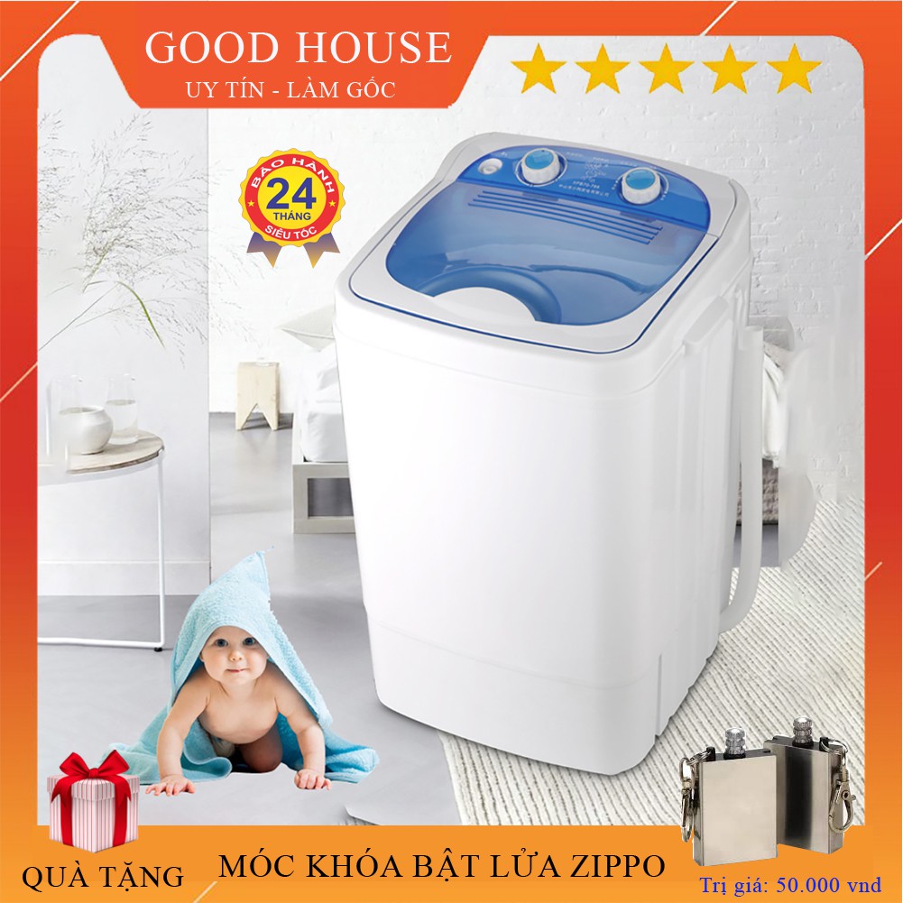 Máy giặt mini dung tích 7kg thùng đơn nắp trên bán tự động, tia UV diệt khuẩn giặt nhanh sạch không tốn diện tích.