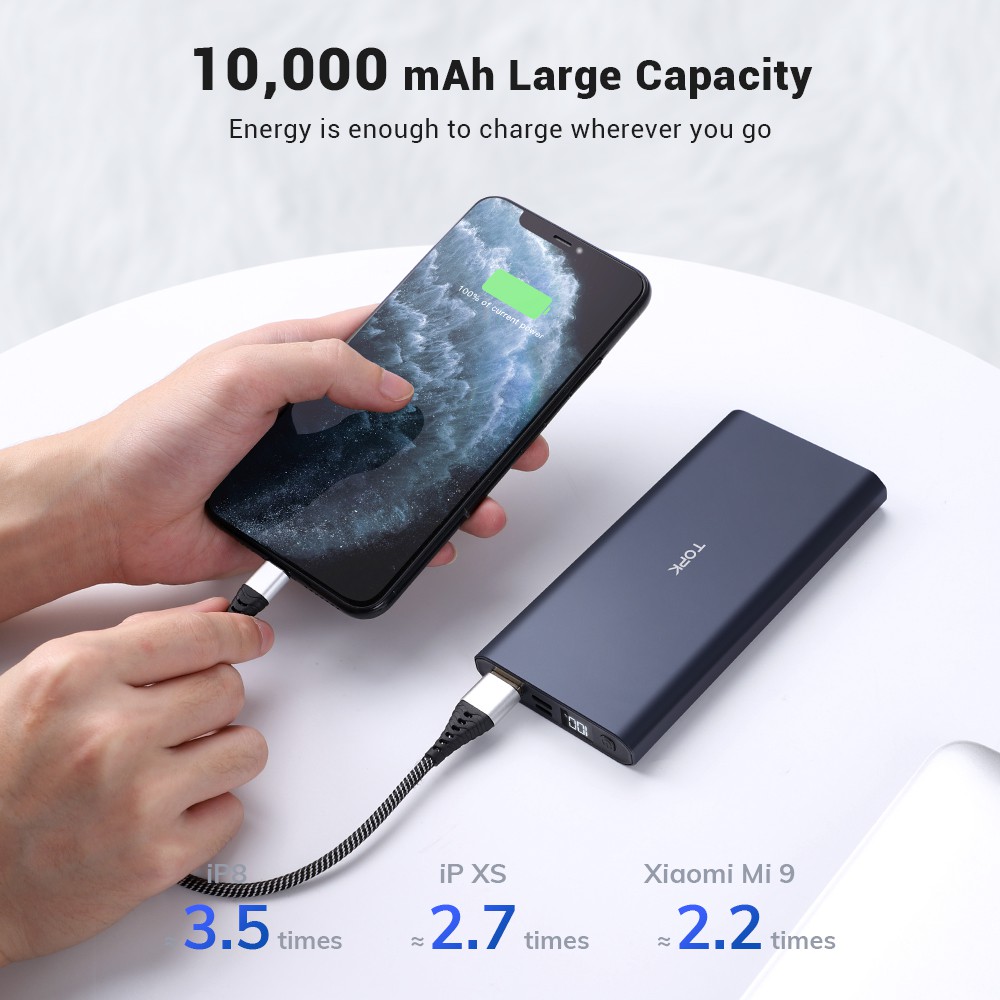 TOPK I1006P Pin Sạc Dự Phòng Cho iPhone Huawei Samsung Xiaomi Oppo Vivo Realme 10000mAh 36W Sạc Nhanh Có Màn Hình Điện Tử #6