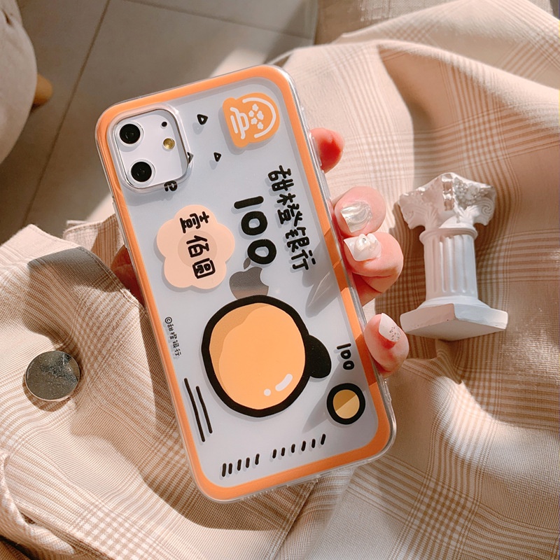 Ốp Lưng iPhone Viền Cam Màu Trắng Cạnh Vuông 7/7plus/8/8plus/x/xr/xs/11/pro/max/plus/pro