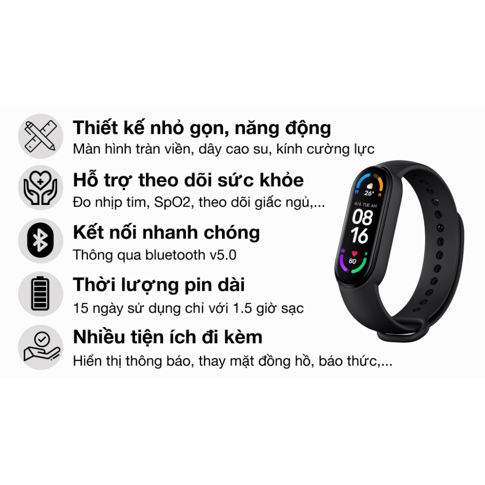 Đồng Hồ Thông minh M6 , đồng hồ thông minh chống nước, Kết Nối Bluetooth, theo dõi nhịp tim