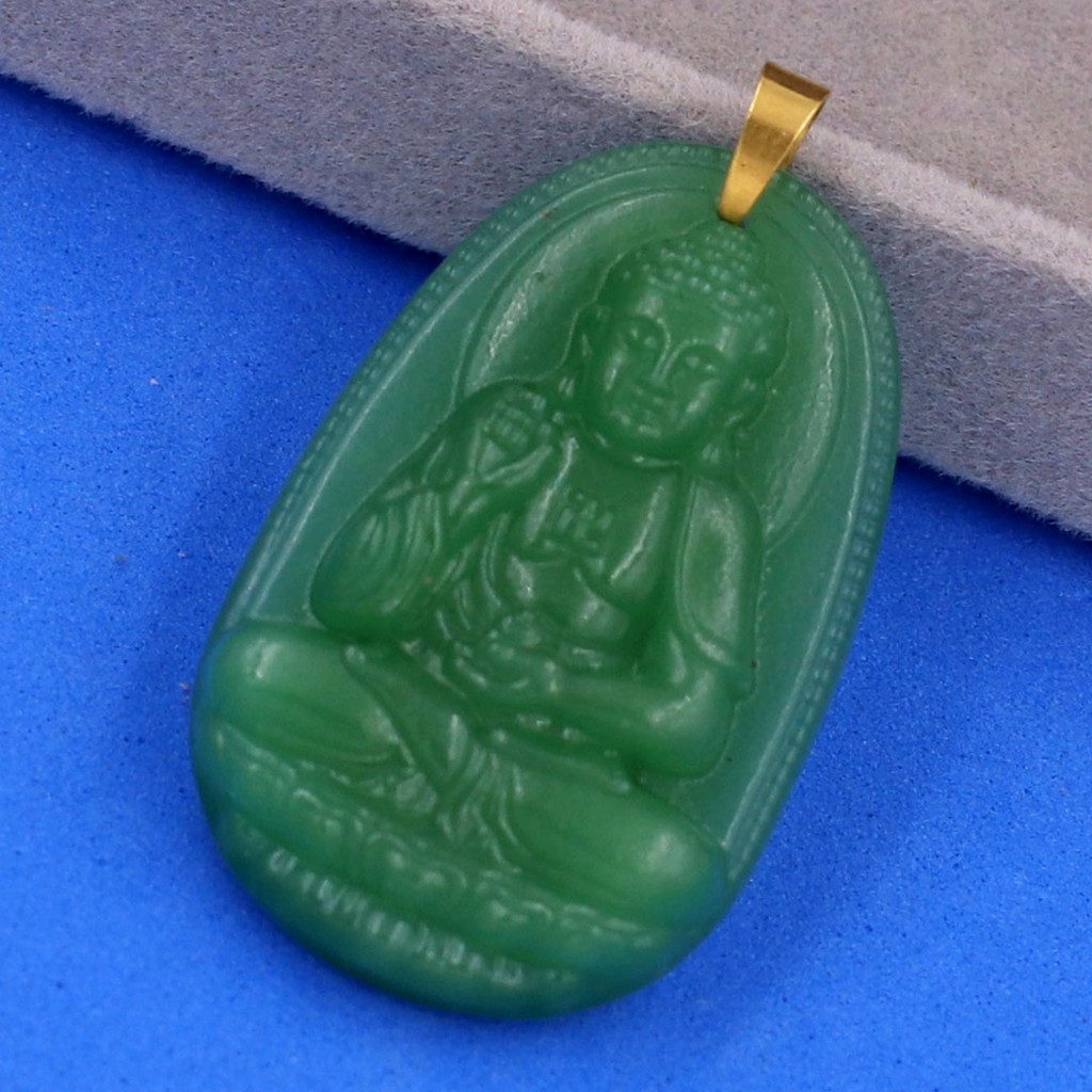 Mặt dây chuyền Phật A di đà xanh lá 5 cm MTRTAXLN7 - Hộ mệnh tuổi Tuất, Hợi
