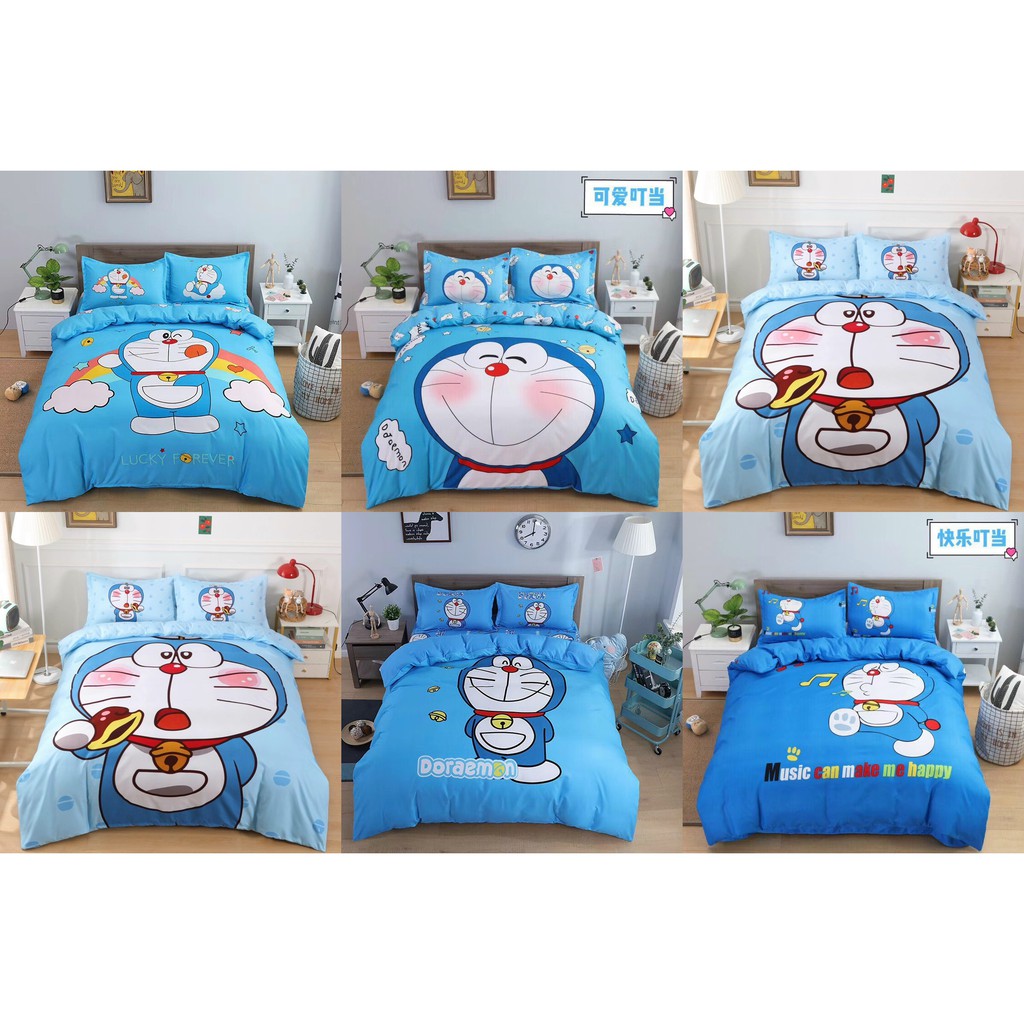 Các bộ chăn ga gối drap giường cotton tina mẫu doremon cho bé hàng cao cấp - Ngân Khánh Bedding