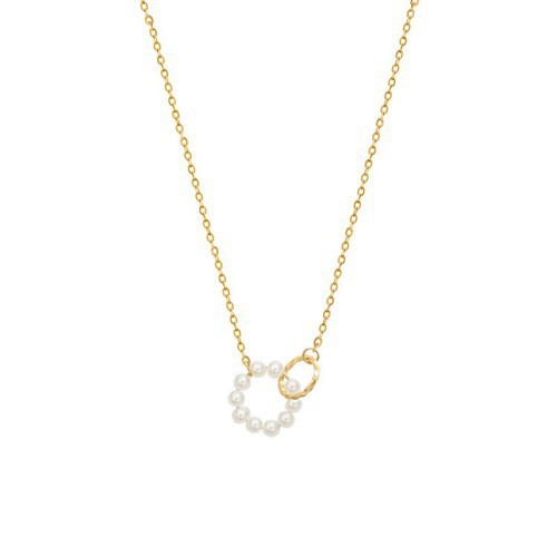 Dây Chuyền 2 Khoen Tròn Lồng Nhau Titan Ko Đen TT 3453