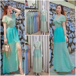 Váy maxi dài thướt tha vintage được thiết kế may kỹ, full 3 màu voan tơ hoa xinh đẹp, trong lót lụa mịn mát. Ảnh thật !!