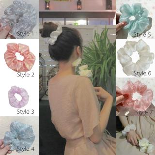 Dây Cột Tóc Đính Đá Lấp Lánh Phong Cách Retro Hàn Quốc