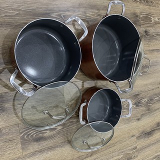 Bộ nồi từ nhập khẩu Thái Lan Orkin OR09 3 chiếc 20, 24, 28cm, bảo hành 1, thân nhôm đúc, phủ chống dính nano