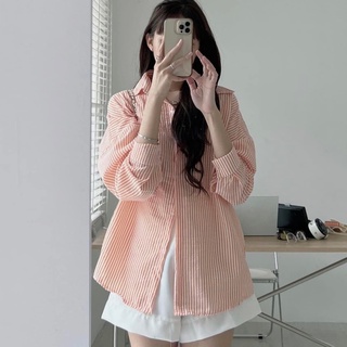Áo sơ mi kẻ sọc dài tay chất xốp - titto closet