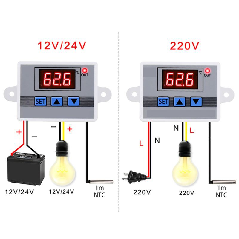 Bộ Điều Khiển Nhiệt Độ Kỹ Thuật Số 12v 24v 220v W3002 10a