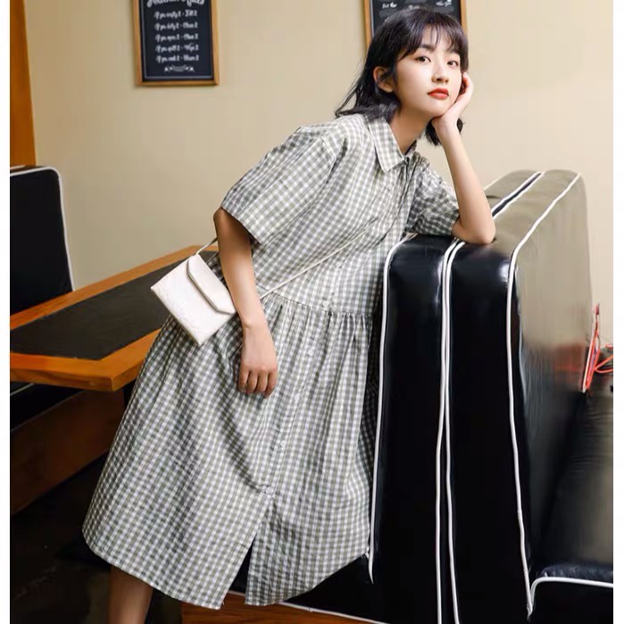 𝗺𝗶𝗲 𝘀𝘁𝘂𝗱𝗶𝗼 - Váy babydoll có cổ hoạ tiết caro