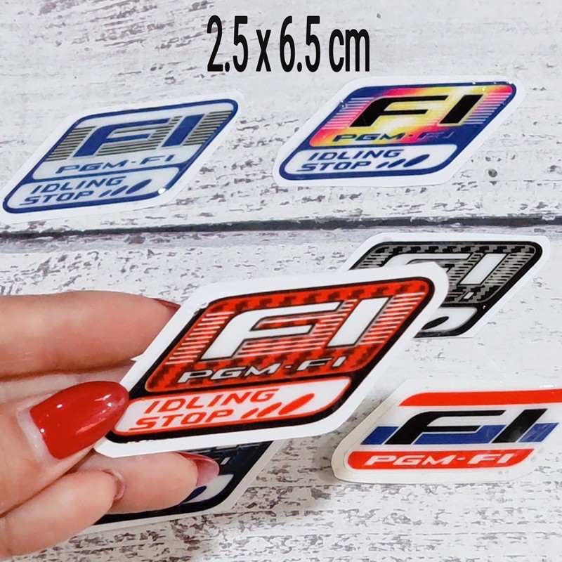 Decal , nhãn dán , tem nổi chữ FI IDLING STOP giao màu ngẫu nhiên