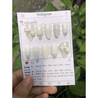 Nailbox - móng up thiết kế mẫu nơ trắng