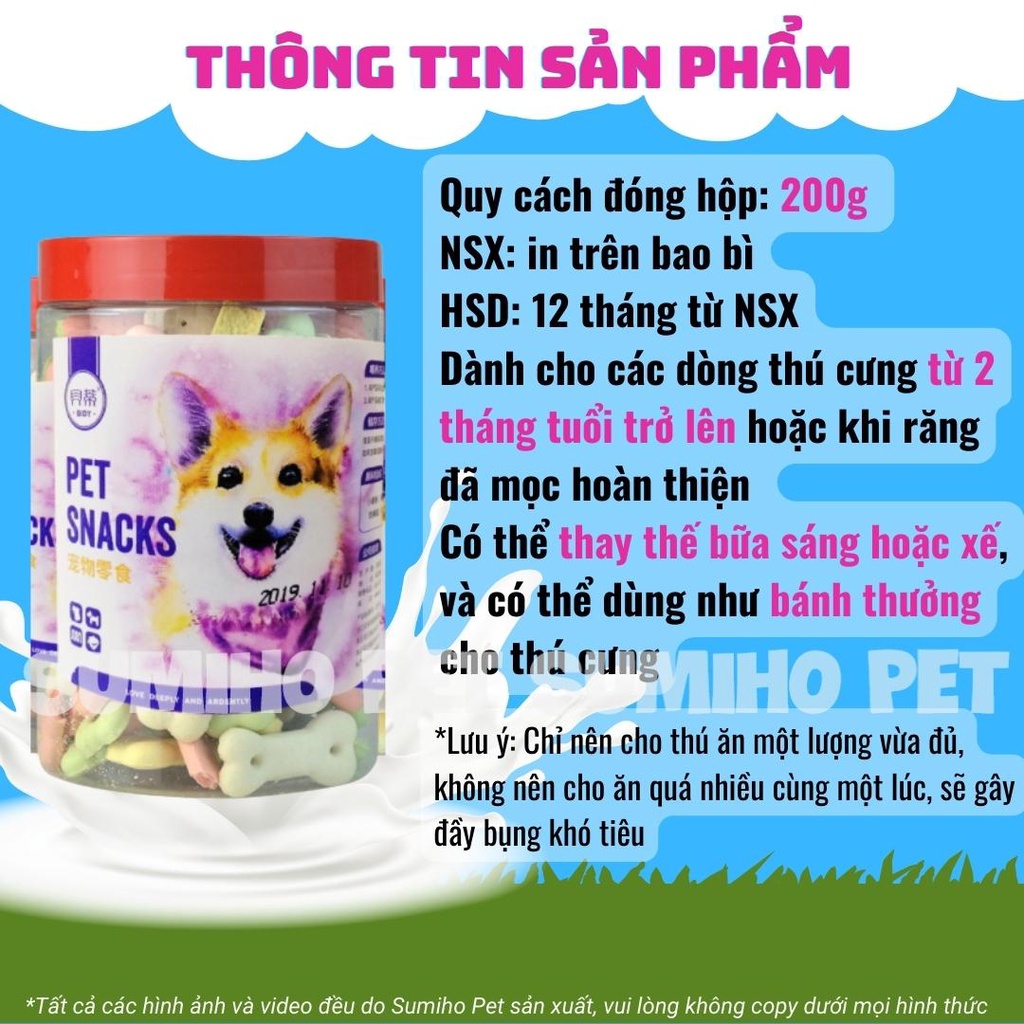 Bánh quy sữa dinh dưỡng cho chó mèo (Hộp 200gr) Bánh thưởng cho chó mèo