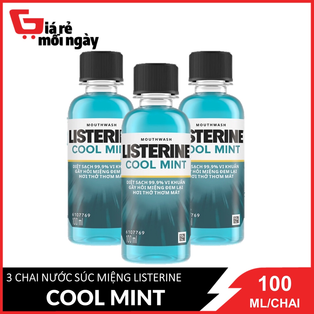 Combo 3 Nước Súc Miệng LISTERINE COOL MINT 100ML / Chai x3