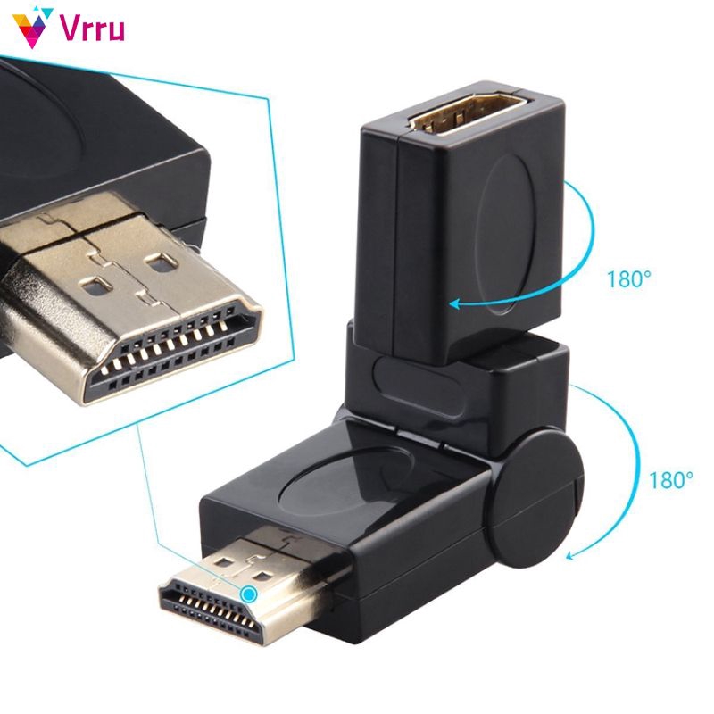 Mini HDMI 1.4 Angle Type HDMI Male to Female 90 180 360 Degree Rotary Adapter Supports 720i 720P 1080i 『Vrru 』