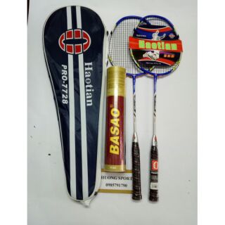 Vợt cầu lông haotian 7728 và cầu lông Ba sao tập luyện