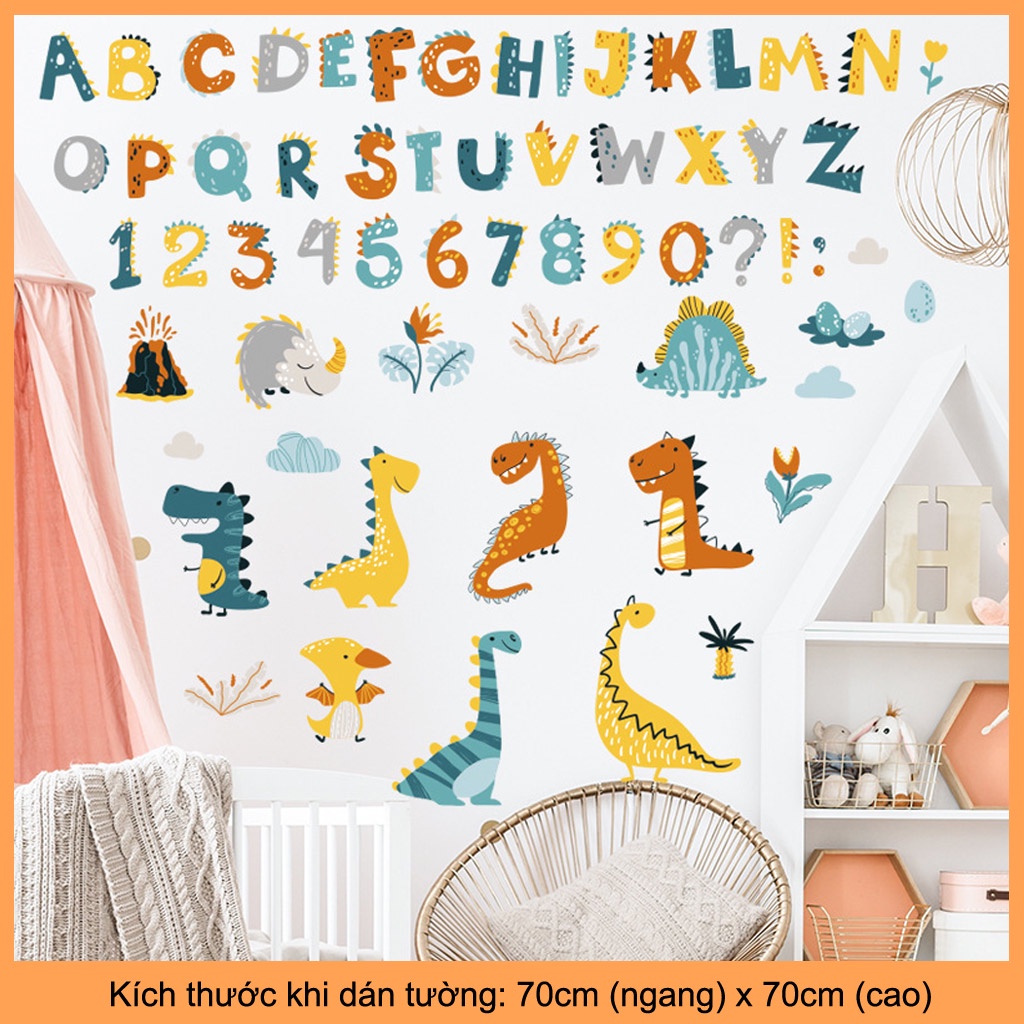 Decal dán tường chữ cái và số cho bé vừa học vừa chơi C88 (hàng cao cấp)