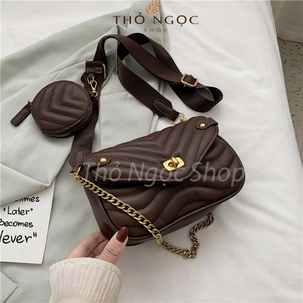 Túi Xách Nữ Đeo Chéo ❤FreeShip❤ Túi Đeo Chéo Nữ Đẹp Tặng Kèm Ví Nhỏ Chất Da Đẹp Size 21