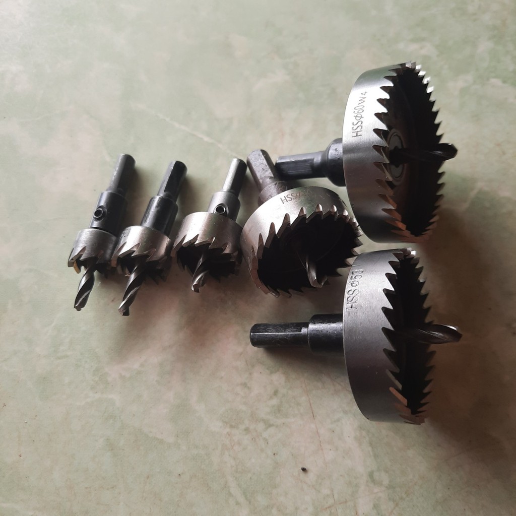 Mũi khoét lỗ tròn thép gió HSS chuyên khoan khoét nhôm, tôn, nhựa từ phi 16mm đến 60mm, đủ số