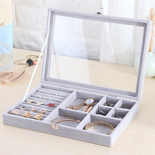 Hộp đựng trang sức nắp trong suốt cao cấp (size to) HDTS02