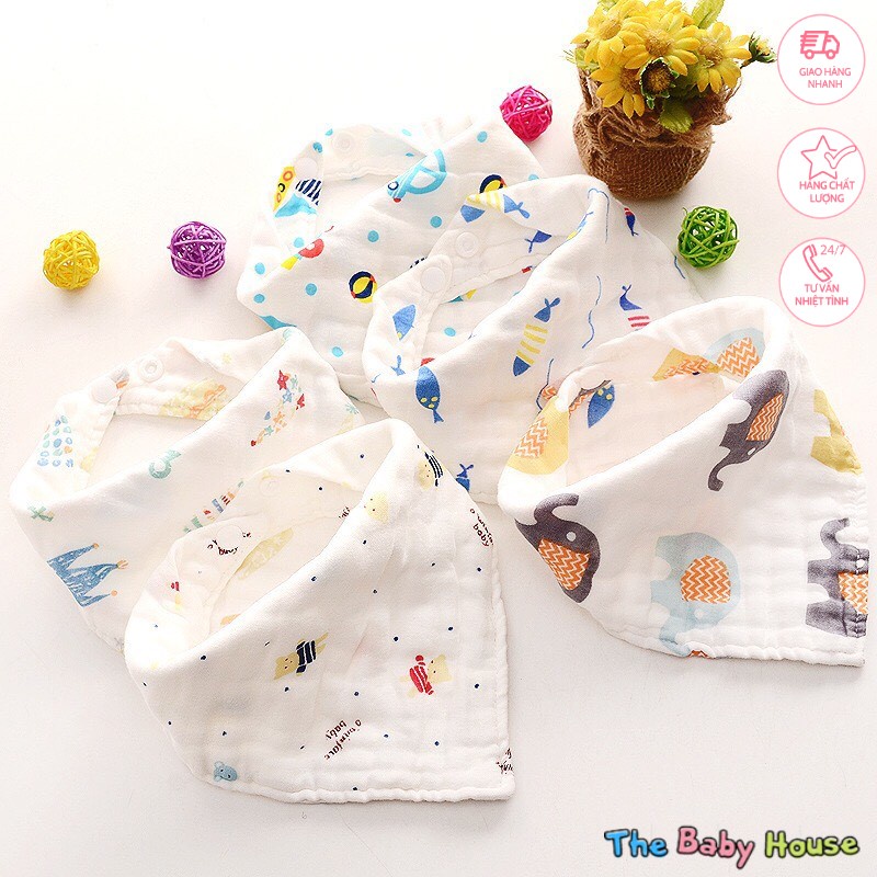 Khăn Quàng Cổ Cho Bé  𝐅𝐑𝐄𝐄𝐒𝐇𝐈𝐏 Khăn Yếm 6 Lớp Sợi Tre Họa Tiết Xinh Xắn Cho Bé