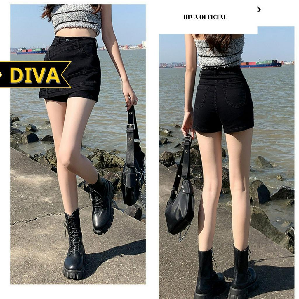Quần giả váy đắp chéo tà kiểu váy chữ A kaki nữ dáng ngắn DIVA QD2