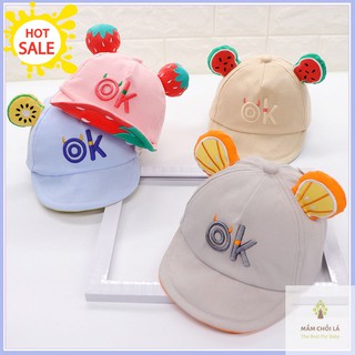 MŨ LƯỠI TRAI 🍄𝑭𝒓𝒆𝒆𝒔𝒉𝒊𝒑🍄 Mũ Lưỡi Trai OK Có Tai Hình Quả Đáng Yêu Cho Bé - Mầm Chồi Lá