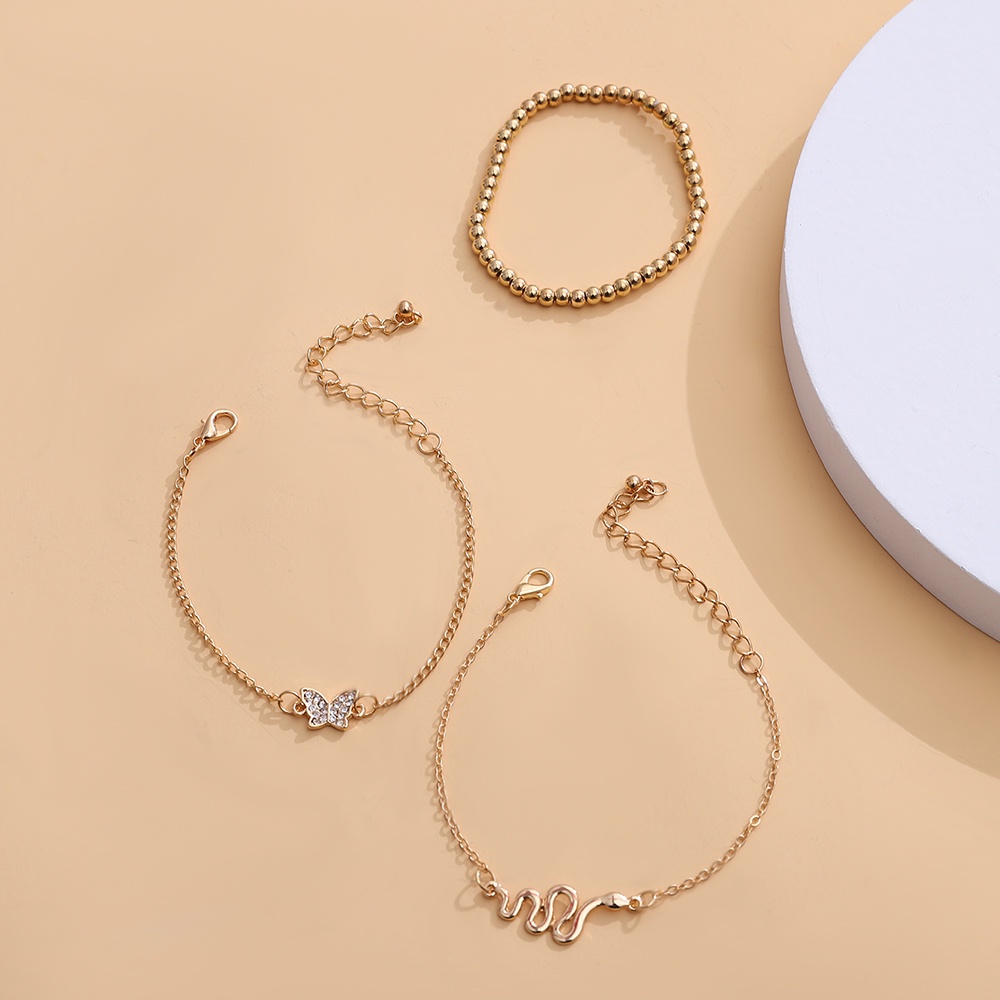 Set 3 Vòng Tay Đính Đá Phong Cách Retro Thời Trang Cho Nữ