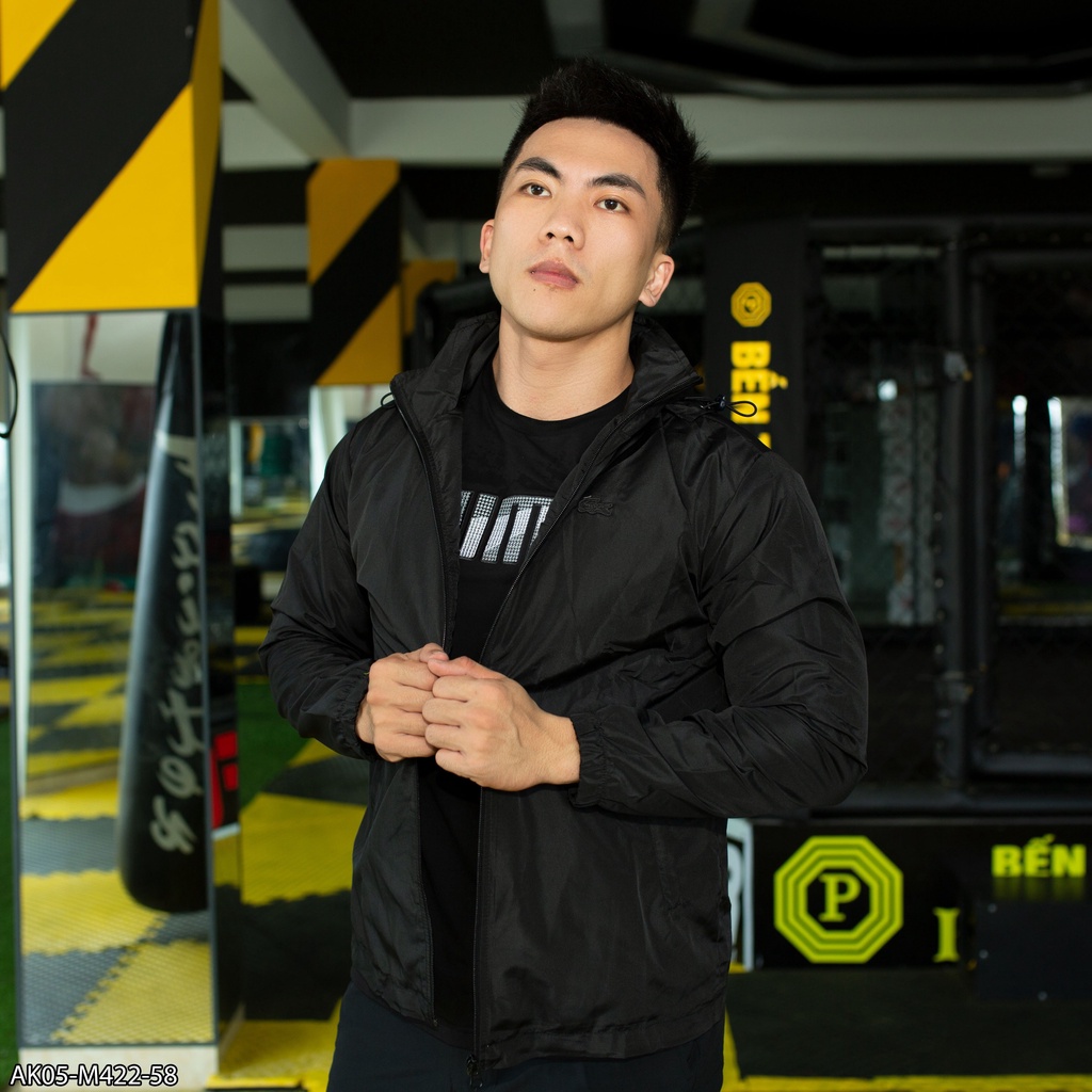 Áo khoác LCT vải gió 2 lớp trơn AK05 - áo khoác nam VNXK có mũ