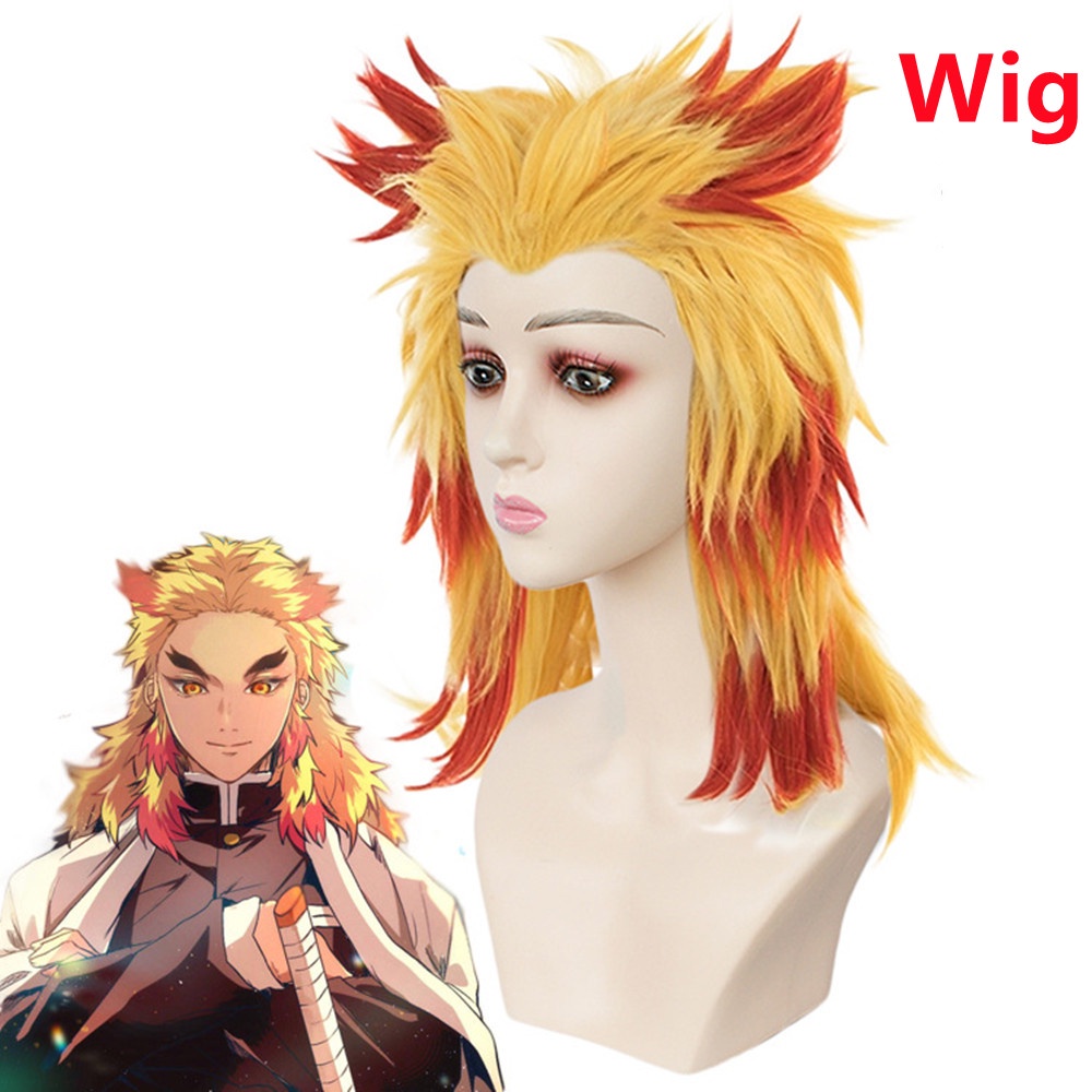 Bộ Tóc Giả Kimono Hóa Trang Nhân Vật Kimetsu No Yaiba Trong Demon Slayer Rengok Kyoujurou Cho Bé Trai