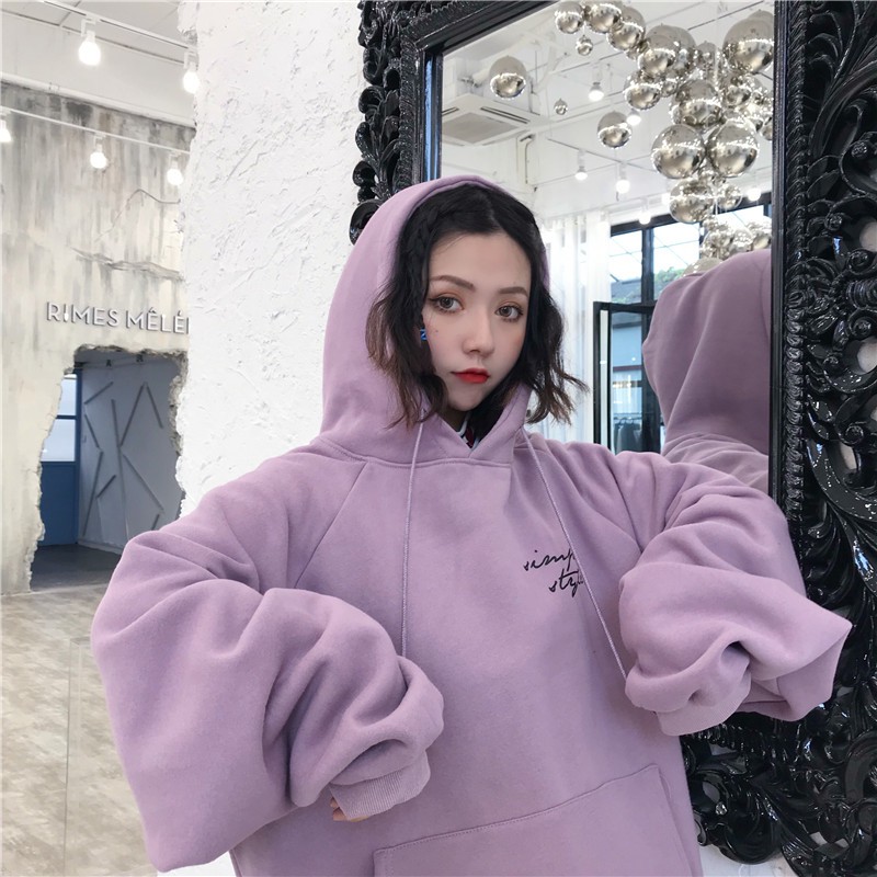 Áo hoodie in chữ phong cách Hàn Quốc