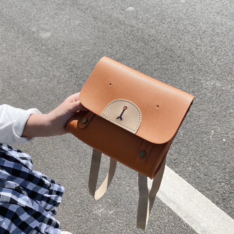Ba lô vuông họa tiết gấu Hàn Quốc phù hợp bé gái bé trai size 17*18