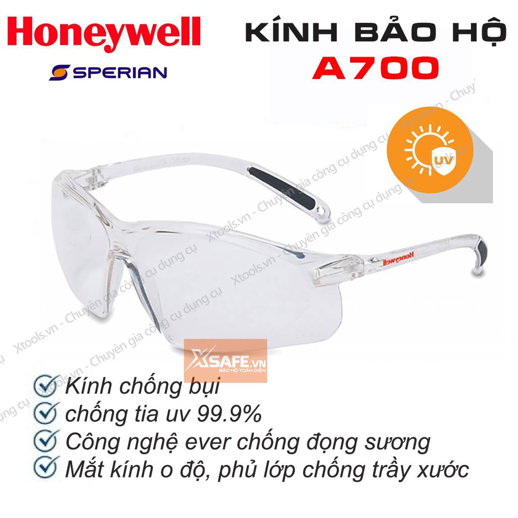 Kính bảo hộ Honeywell A700 Mắt kính chống bụi, chống tia UV, chống trầy xước, đọng sương