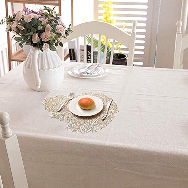 Tấm Lót Bàn Ăn Bằng PVC Hình Hoa Lá Màu Đồng Cách Nhiệt Chống Thấm Nước Tiện Dụng Trang Trí Nhà Cửa