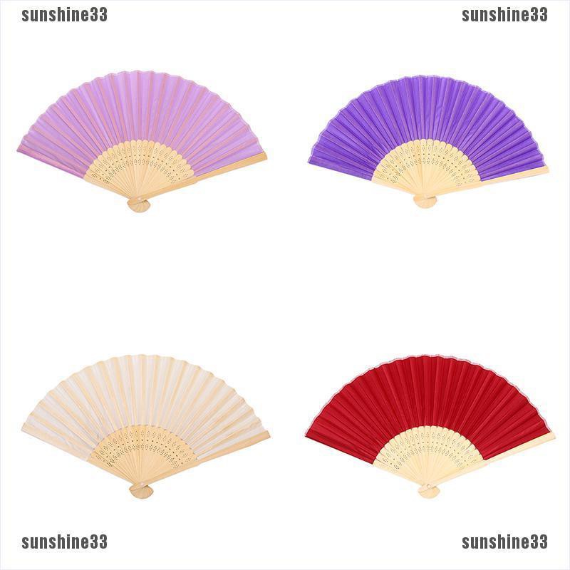 【COD•suns】Chinese Hand Fan Folding Silk Bamboo Retro Printing Wedding Party Gi