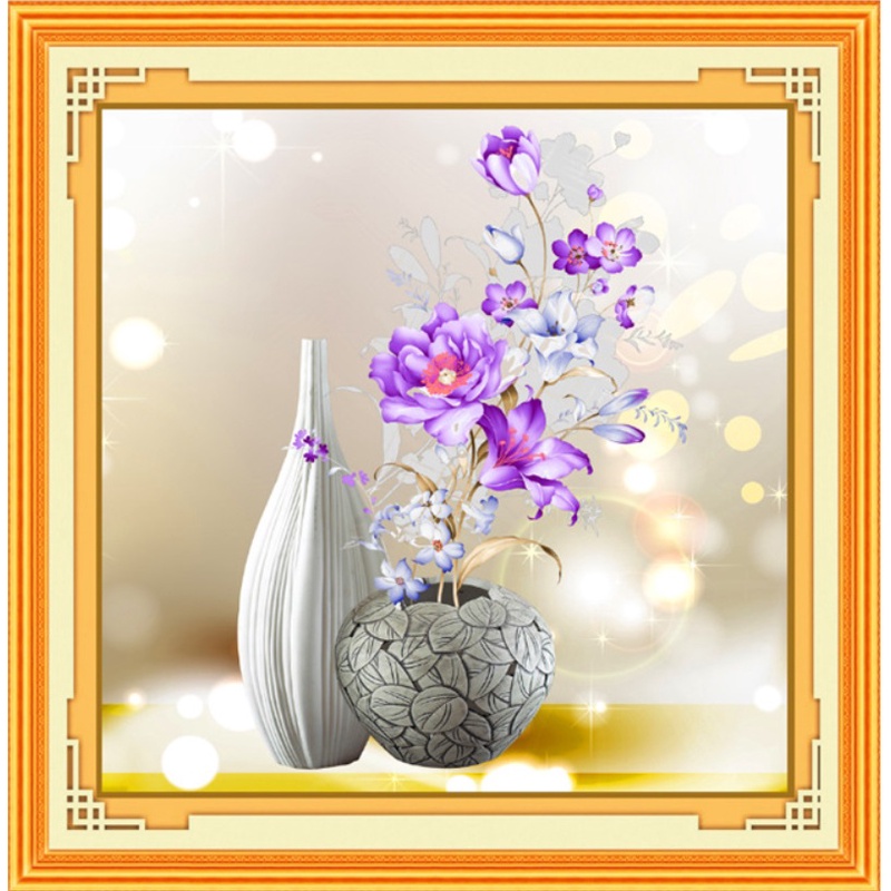 tranh thêu chữ thập bình hoa HH0858 - (56*61)cm