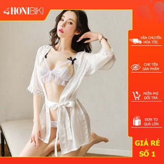 Váy ngủ Sexy - Set đồ ngủ xuyên thấu và áo choàng quyến rũ dành cho nữ HONIBIKI Mã VN010